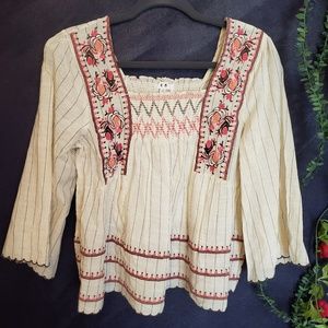 THML Embroidered Boho Top
